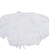 ESMARA Womens Cropped Blouse White Puff Sleeve M