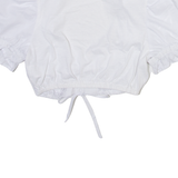 ESMARA Womens Cropped Blouse White Puff Sleeve M