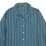 BARBADOS Womens Shirt Blue Long Sleeve Striped M