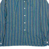 BARBADOS Womens Shirt Blue Long Sleeve Striped M