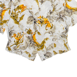 YESSICA Womens Printed Blouse White V-Neck Viscose Floral L