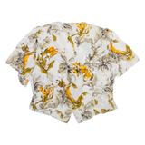YESSICA Womens Printed Blouse White V-Neck Viscose Floral L