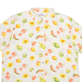 VALENTINE Womens Printed Shirt White Collared 90s Crazy Pattern L