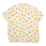 VALENTINE Womens Printed Shirt White Collared 90s Crazy Pattern L