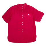 DEVILLE Womens Shirt Red Collared Silk L