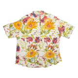 YESSICA Womens Printed Shirt White Collared Viscose Floral M