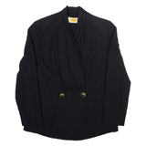 GLAMER Womens Wrap Blouse Black V-Neck Long Sleeve Viscose M