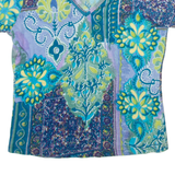 Womens Printed Top Blue V-Neck Crazy Pattern S