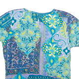 Womens Printed Top Blue V-Neck Crazy Pattern S