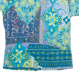 Womens Printed Top Blue V-Neck Crazy Pattern S