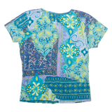 Womens Printed Top Blue V-Neck Crazy Pattern S