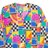 SAMPA Womens Printed Blouse Blue V-Neck Long Sleeve Crazy Pattern M