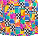 SAMPA Womens Printed Blouse Blue V-Neck Long Sleeve Crazy Pattern M