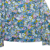 Womens Printed Shirt Blue Collared Long Sleeve Floral M