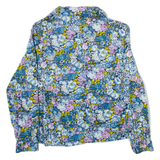 Womens Printed Shirt Blue Collared Long Sleeve Floral M