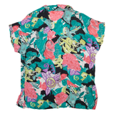 Womens Printed Shirt Blue Collared Floral M