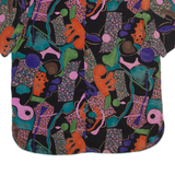 VALENTINES Womens Printed Blouse Black Silk Crazy Pattern M