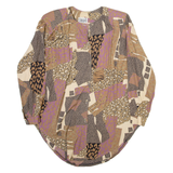 CARILLO Womens Printed Shirt Brown Long Sleeve Crazy Pattern XL