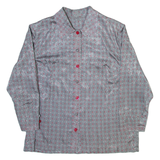Womens Printed Shirt Grey Collared Long Sleeve Silk Crazy Pattern M