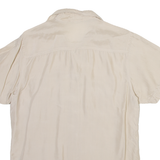 DEVILLE Womens Shirt Beige Collared Silk M