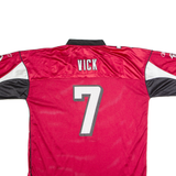 REEBOK Atlanta Falcons Home #7 Vick Mens Jersey Red USA V-Neck Nylon XL