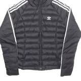 ADIDAS Womens Puffer Jacket Black Nylon Hooded UK 6