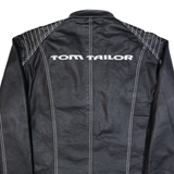 TOM TAILOR 007 Mens Biker Jacket Black Leather 90s XL