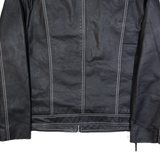 TOM TAILOR 007 Mens Biker Jacket Black Leather 90s XL