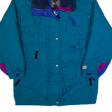 EDGE-TECH Womens Rain Coat Blue 90s Hooded L