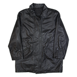 SPENGLER MODE Womens Overcoat Jacket Black Leather 90s L