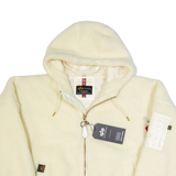 ALPHA INDUSTRIES Womens Fleece Jacket Cream Hooded M