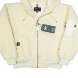 ALPHA INDUSTRIES Womens Fleece Jacket Cream Hooded M