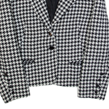 CALYX Womens Blazer Jacket Black Wool 90s Houndstooth M
