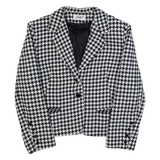 CALYX Womens Blazer Jacket Black Wool 90s Houndstooth M