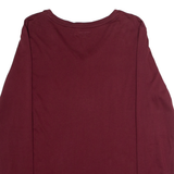 LANDS END Relaxed Fit Mens T-Shirt Maroon Long Sleeve V-Neck S