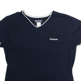REEBOK Womens T-Shirt Blue V-Neck UK 14