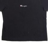 CHAMPION Womens T-Shirt Black Crew Neck S