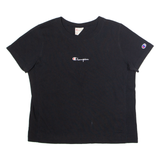 CHAMPION Womens T-Shirt Black Crew Neck S