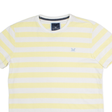 CREW CLOTHING Striped Mens T-Shirt Yellow Crew Neck M