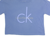 CALVIN KLEIN JEANS Cropped Womens T-Shirt Blue Crew Neck XS