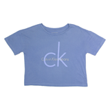 CALVIN KLEIN JEANS Cropped Womens T-Shirt Blue Crew Neck XS