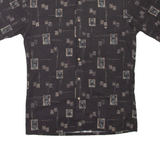 PIERRE CARDIN Palm Trees Mens Hawaiian Shirt Black Floral S