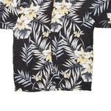 PURITAN Mens Hawaiian Shirt Black Viscose Floral M