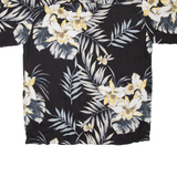 PURITAN Mens Hawaiian Shirt Black Viscose Floral M