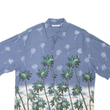 CAMPIA Palm Trees Mens Hawaiian Shirt Blue Floral L