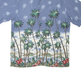 CAMPIA Palm Trees Mens Hawaiian Shirt Blue Floral L