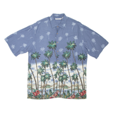 CAMPIA Palm Trees Mens Hawaiian Shirt Blue Floral L
