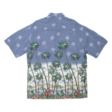 CAMPIA Palm Trees Mens Hawaiian Shirt Blue Floral L