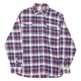 JACHS Mens Flannel Shirt Blue Plaid Long Sleeve L