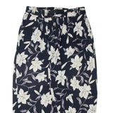 Floral Womens Trousers Blue Regular Tapered W34 L27
